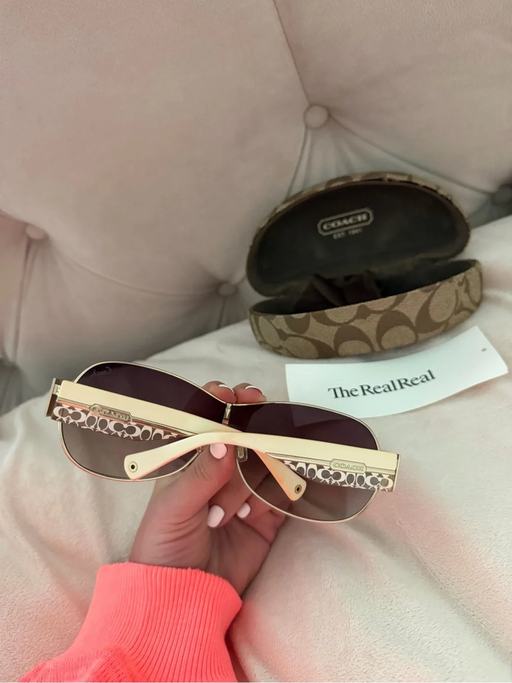 Vintage Coach Women's Logo Sunglasses with Signature Case